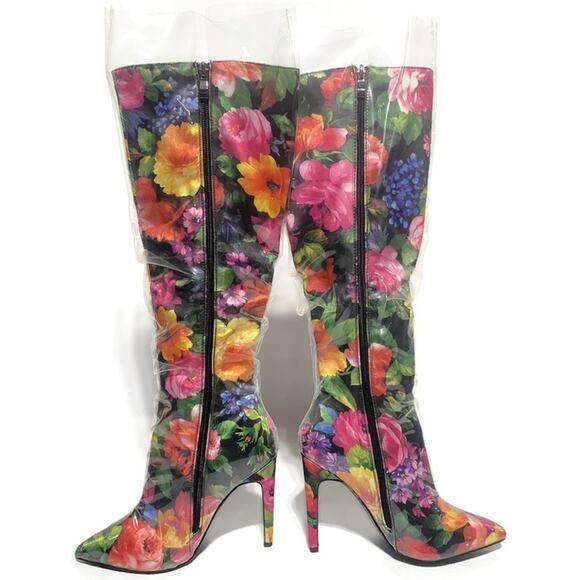 Lemon Drop by Privileged Feather Thigh High Rain Boots Rori Size 8 Multicolor - Picture 4 of 6